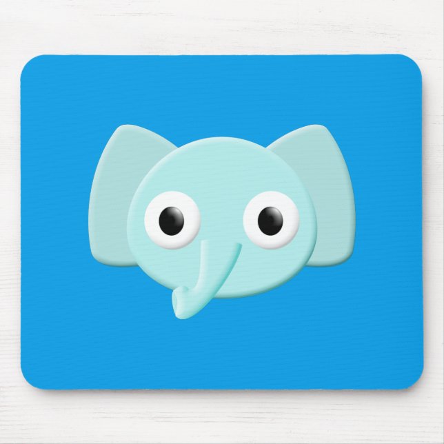 Baby Blue Elephant Drawing Mouse Mat (Front)