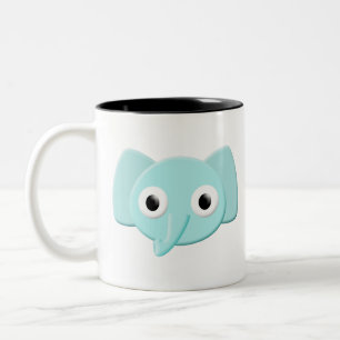 Baby Blue Elephant Drawing Two-Tone Coffee Mug