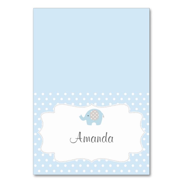 Baby Blue Elephant Place Card (Front)