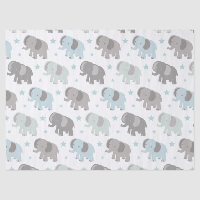 Baby Blue Elephant Tissue Paper (Front)