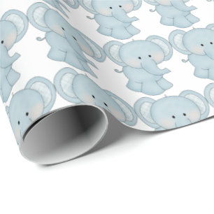 Baby Blue Elephants Wrapping Paper