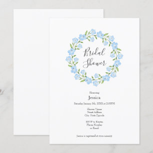 Baby Blue Eyes Watercolor Floral Wreath  Invitation