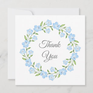 Baby Blue Eyes Watercolor Floral Wreath Thank You Card