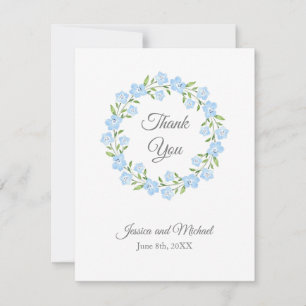 Baby Blue Eyes Watercolor Floral Wreath Thank You Card
