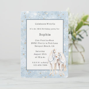 Baby Blue Faux Glitter Birthday Invitation