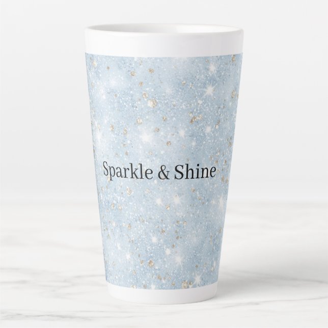 Baby Blue Faux Glitter   Latte Mug (Front)