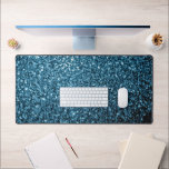 Baby blue faux glitter sparkles desk mat<br><div class="desc">Unique cool workspace for her office,  room,  work,  workshop,  gaming room.. 
Beautiful blue glitter sparkles. Beautiful girly glamourous light blue shiny glitters sparkles. Photo of blue sparkles,  not actual glitter!</div>
