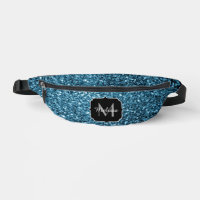 Baby blue faux glitter sparkles Monogram