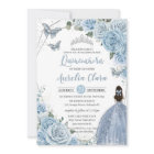 Baby Blue Floral Butterflies Princess QUINCEAÑERA 