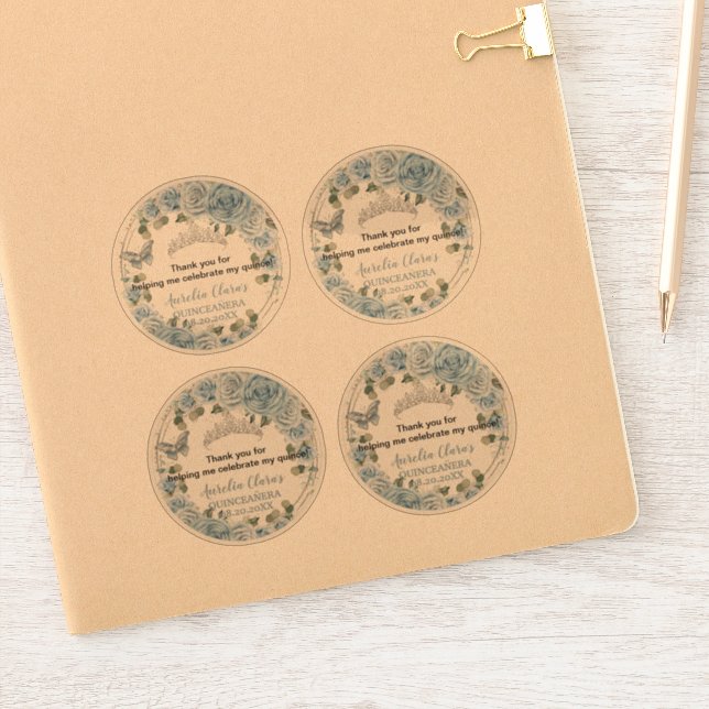 Baby Blue Floral Butterflies Transparent Stickers (Notebook)