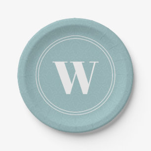 Baby blue floral disceet design custom monogram paper plate