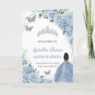 Baby Blue Floral Quinceanera Brown Princess Events Programme