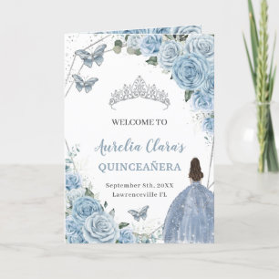 Baby Blue Floral Quinceanera Princess Butterflies  Programme
