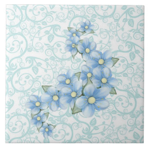 baby blue flowers tile