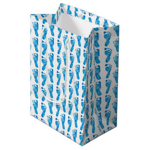 Baby Blue Footprints Medium Gift Bag