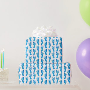 Baby Blue Footprints Wrapping Paper
