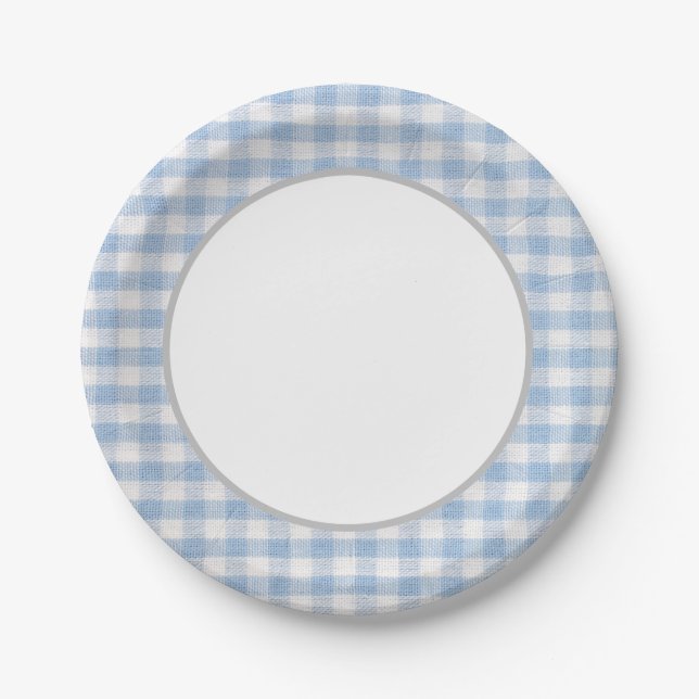 Baby Blue for Baby Q Baby Shower Barbecue Boy Blue Paper Plate (Front)