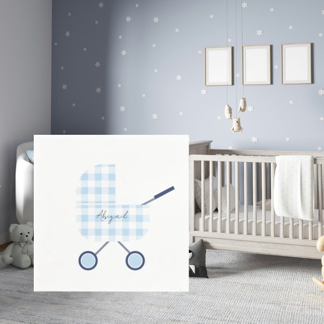 Baby Blue Gingham Baby Shower Napkin (Creator Uploaded)