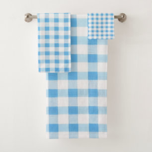 Baby Blue Gingham Bath Towel Set
