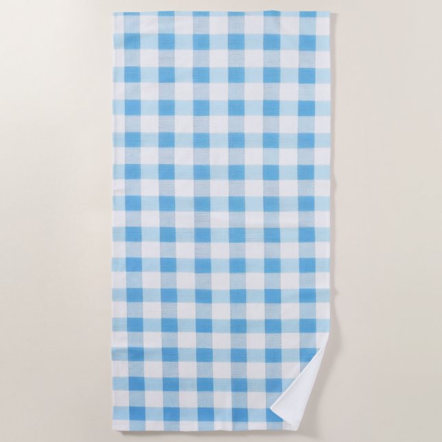 Baby Blue Gingham Beach Towel (Front)