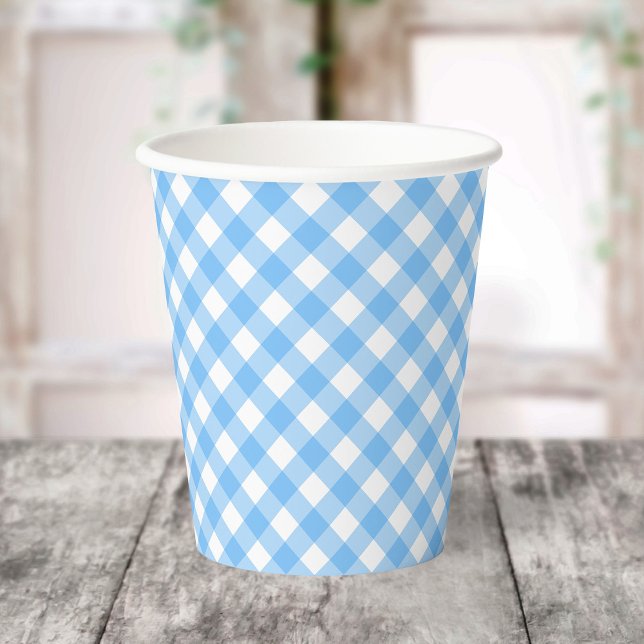 Baby Blue Gingham Paper Cups (Creator Uploaded)