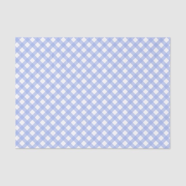Baby Blue Gingham Pattern Tissue Paper (Front)