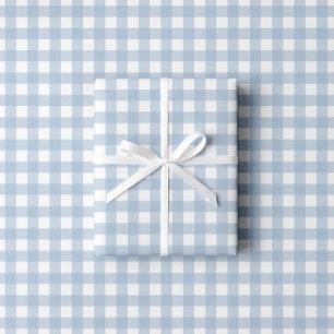 Baby Blue Gingham Pattern Wrapping Paper