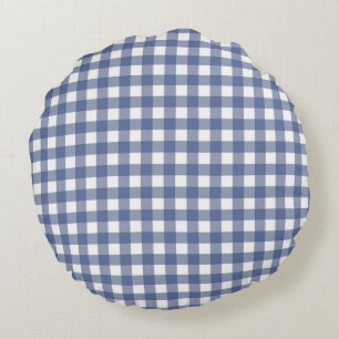 Baby Blue Gingham Round Cushion