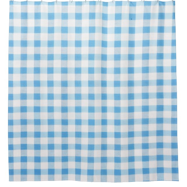 Baby Blue Gingham Shower Curtain (Front)