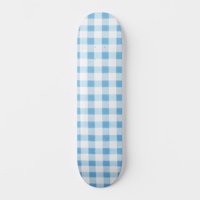 Baby Blue Gingham Skateboard (Front)