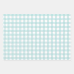 baby blue gingham wrapping paper sheet
