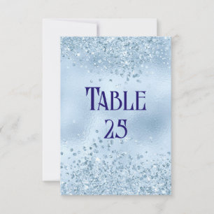 Baby Blue Glitter and Foil Wedding Table Number