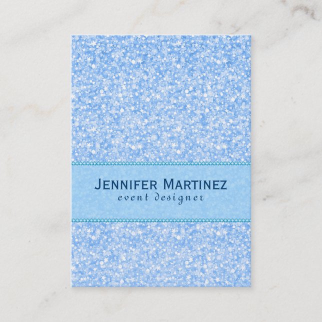 Baby Blue Glitter And Sparkles Pattern Business Card (Front)
