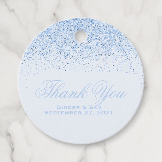 Baby Blue Glitter Favour Tags (Front)