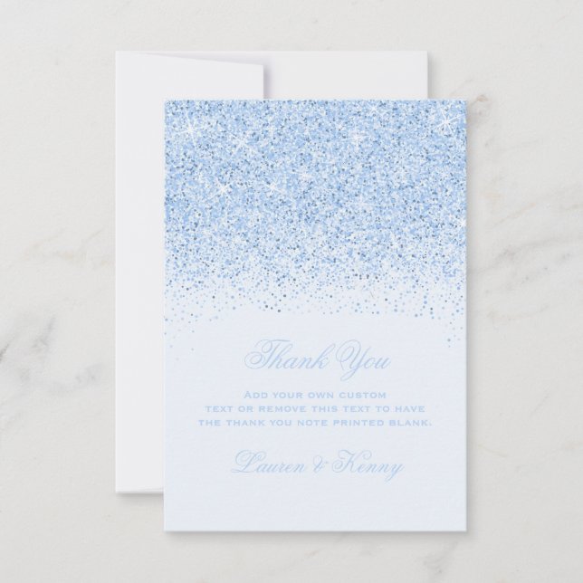 Baby Blue Glitter Thank You Cards (Front)