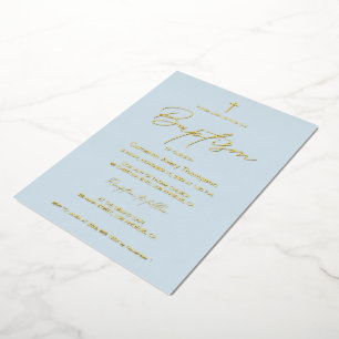 Baby Blue Gold Cross modern typography script