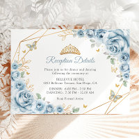 Baby Blue Gold Floral Quinceanera  Details
