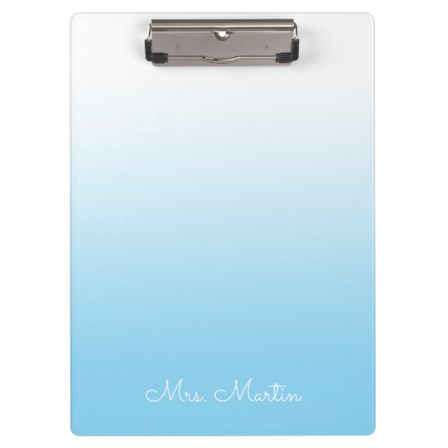 Baby Blue Gradient Personalised Teacher Clipboard (Front)