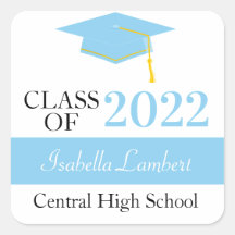 Baby Blue Graduation Party Favour Thank You Labels