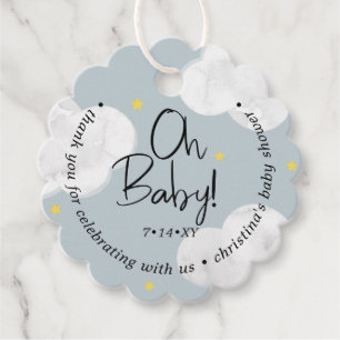 Baby Blue Grey Clouds Oh Baby Thank you Favour Tags