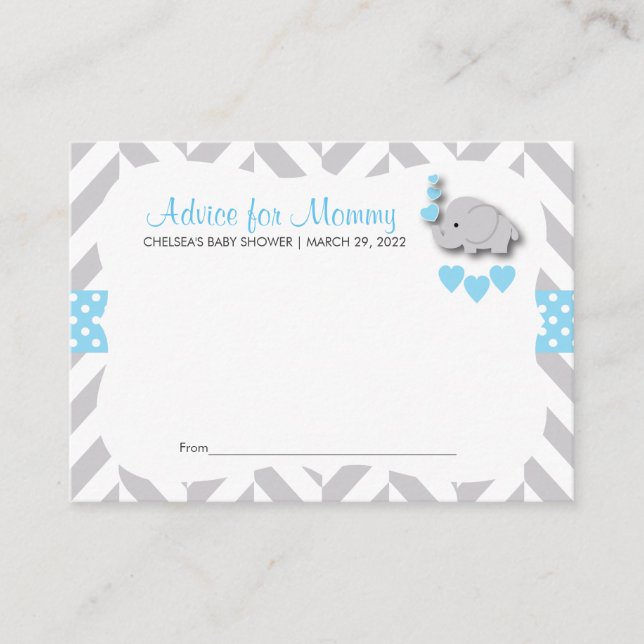 Baby Blue & Grey Elephant Baby Shower SM - Advice (Front)