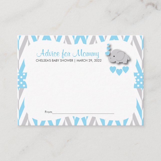 Baby Blue & Grey Elephant Baby Shower Sm - Advice (Front)