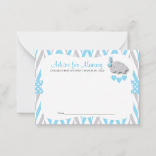 Baby Blue & Grey Elephant Baby Shower Sm - Advice Card
