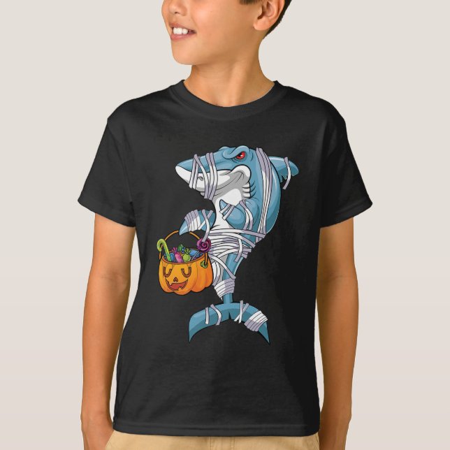 Baby Blue Halloween Shark Boo Boo Boo Funny Family T-Shirt (Front)
