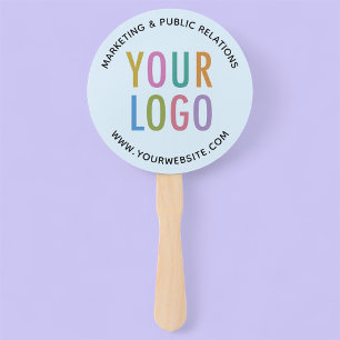 Baby Blue Handheld Fans on Stick Custom Logo Round