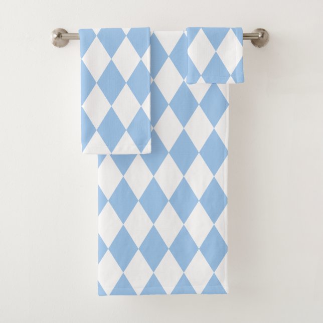 Baby Blue Harlequin Bath Towel Set (Insitu)