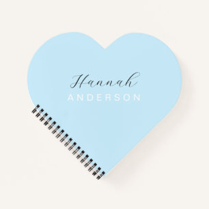 Baby Blue Heart Monogram Modern Feminine Notebook