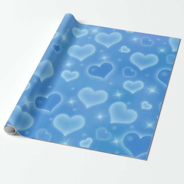 Baby Blue Heart wrapping paper (Unrolled)