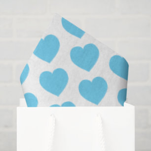 Baby Blue Hearts Modern Sweet Love Notes Fun Tissue Paper