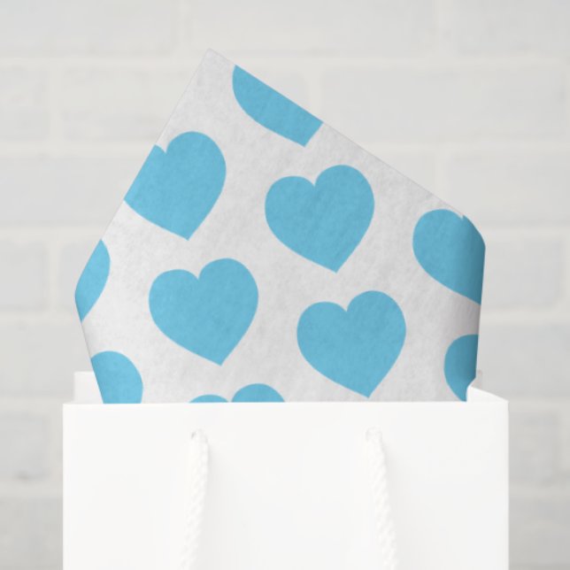 Baby Blue Hearts Modern Sweet Love Notes Fun Tissue Paper (Gift Bag)